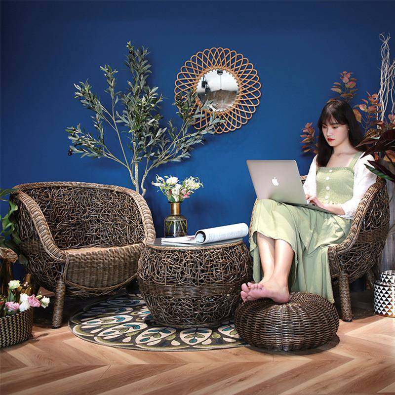 椅三套阳台小藤桌椅靠背真藤编BHY椅子单人茶几客件厅简休闲椅约,商业/办公家具,商用藤编家具,淘宝优惠券,粉丝福利购,淘宝优惠卷