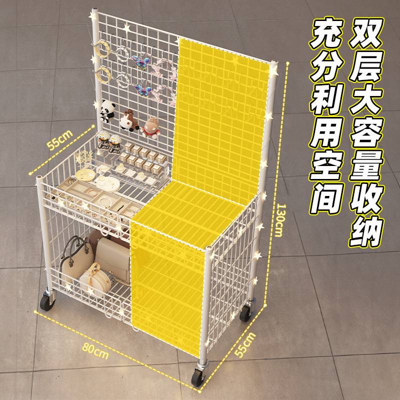 夜市摆地摊网格促销车移动摆摊创业小推车超市货架饰品折叠展示架