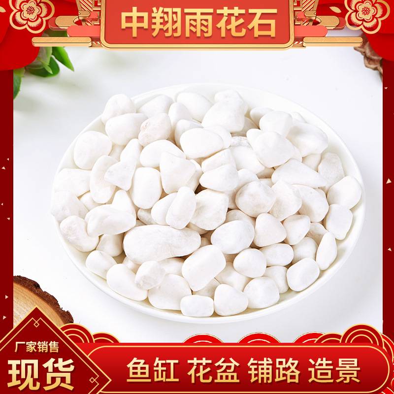 40斤装白色鹅卵石多肉盆栽铺面庭院造景白石子鱼缸装饰白色雨花石