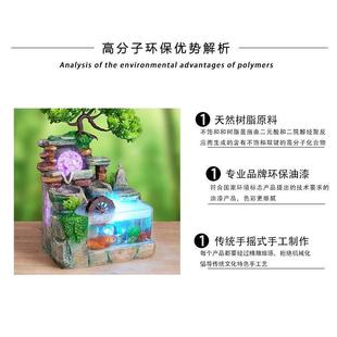 水循假环山鱼流水室内摆件活水养水招财风水绿LUT色桌摆件缸加湿