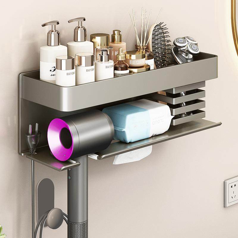 卫生吹风置物架手免打孔支7架机洗台洗漱台洗脸间巾电吹风筒收纳