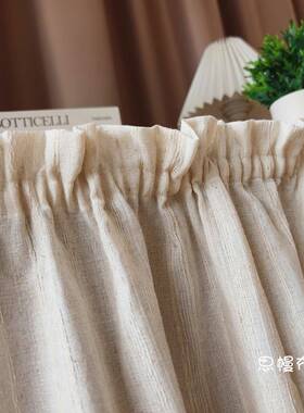 kt式古原木风棉麻柜帘遮挡日帘免打孔粘贴轨书10230886柜柜复衣柜