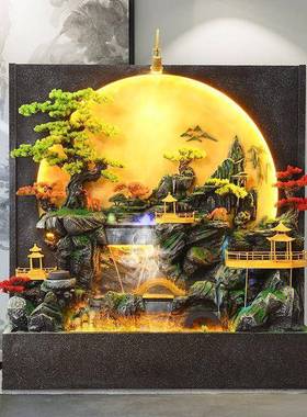 大型山流水假喷泉玄关水幕风墙屏客厅循环招财景NRY观装饰落水地