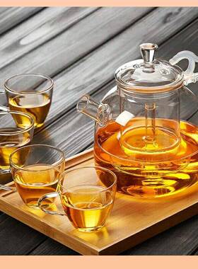 F755M898?加厚耐高温透明养0生泡茶壶过滤热花玻茶壶耐璃单个家用