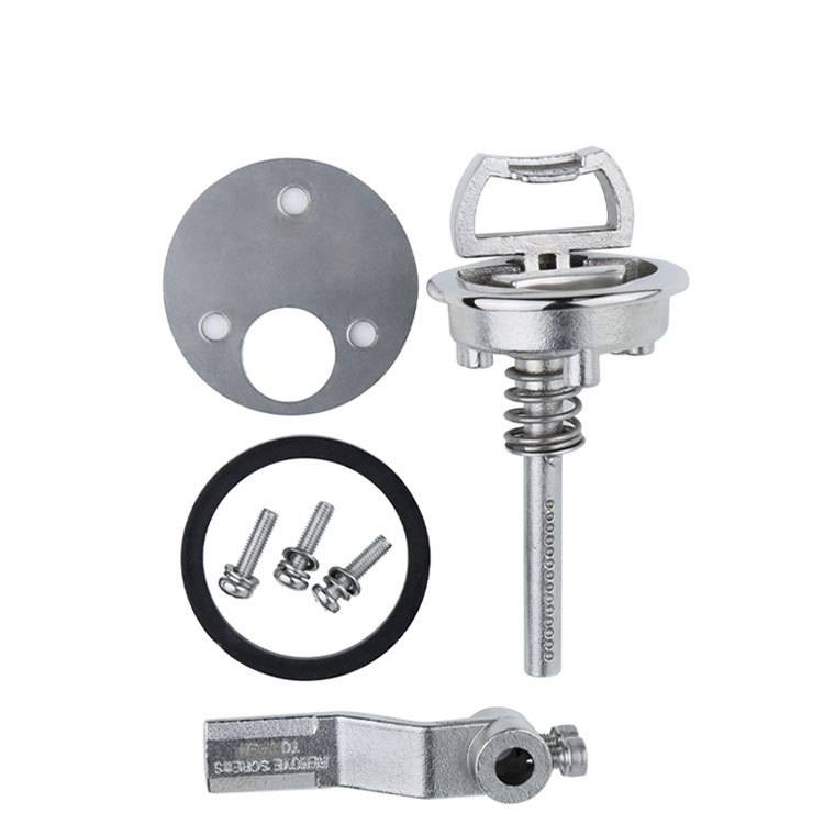 316不锈钢 D环地板所拉环弹簧锁 船用游艇圆形锁块锁扣舱门盖拉环