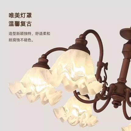 客美田园厅吊漫灯中53古风复古大厅主灯法式浪铃兰花餐厅式卧室灯