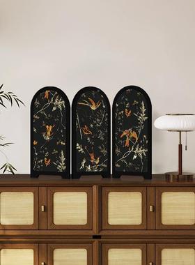中古风墨摆竹古小屏风面件新中式茶桌家居边ScBP7xe6柜斗柜装桌饰