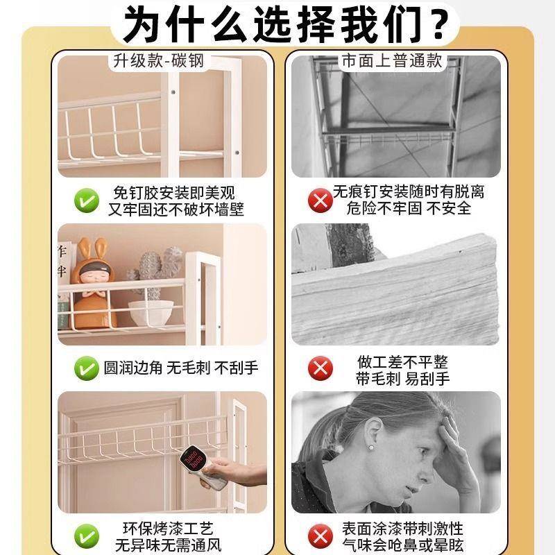 厨房门书后物架落免地厂家直供打孔壁挂架铁艺架子墙上省空间置收