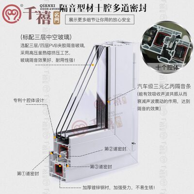 隔音推拉空窗户封阳台铝合金门窗钢塑隔音窗窗户中门窗钢化玻璃
