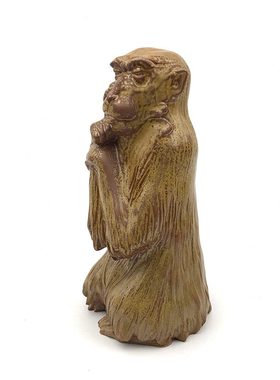 仁斋薛继业想猴家居不紫陶柴窑思葫芦色中式皮雕塑摆件陶瓷雕塑