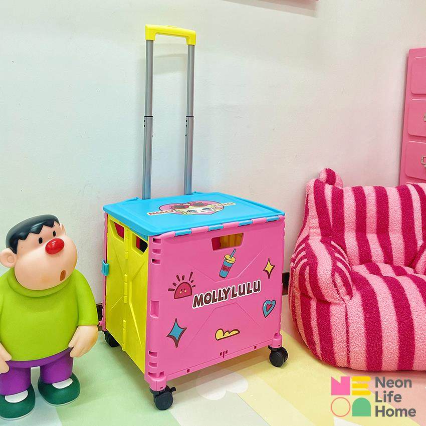 买家小拉车超时购物多巴胺小推车折叠款网红款家用拿取快递露营车