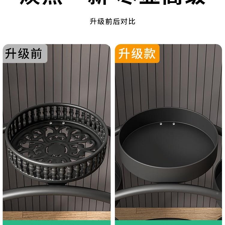 花985架子厅放落地式阳台花架多层圆盆形带轮移动铁艺客摆置物架