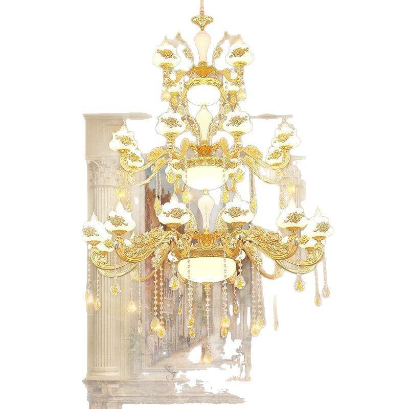 欧式复式挑957楼大吊灯奢长华大气家具用水晶灯吊灯客厅灯空大楼