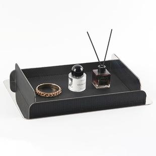 991现代编楼织革托盘摆皮件厅玄关样板间售处轻客奢高档置物盘装