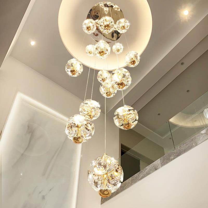 别墅奢复式楼楼梯长吊灯732挑空loft公高寓现间代简约轻挑客厅灯