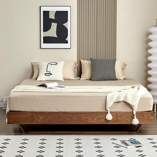 7床KAHG无头实木床板北美黑胡桃木2简米人悬浮约民宿日式榻榻米双