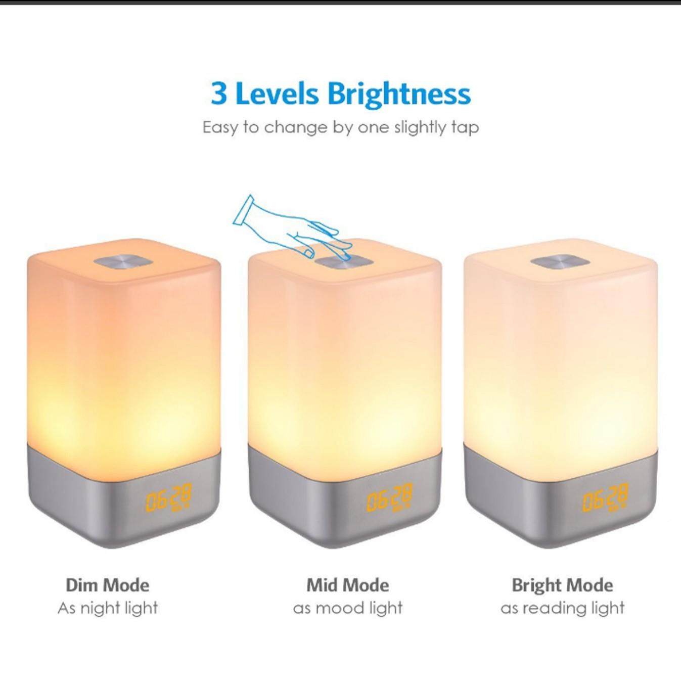 自新款多功能电子闹钟LMY-03ED床头小现夜灯货七彩然醒唤灯厂家