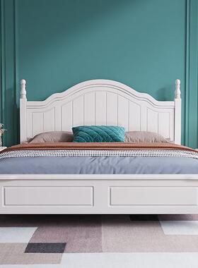 现代简约白色实床1.8m家用主卧室m1.5BZW单双人储木物奶油美风式