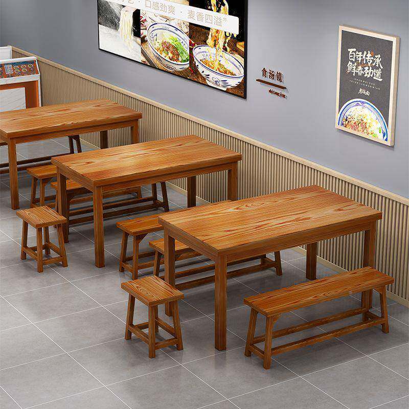 面馆桌椅饭店小吃店实桌餐椅餐桌组合木馆餐食堂桌子餐厅AXO烧烤
