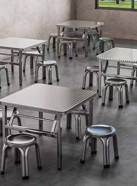 加厚不锈钢折叠餐桌烧桌烤桌写家用吃饭桌字学习摆摊ZZC便携带方子桌