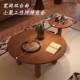 中古形风实木小圆茶几简约轻实木奢现代客厅家用茶几复古民宿茶