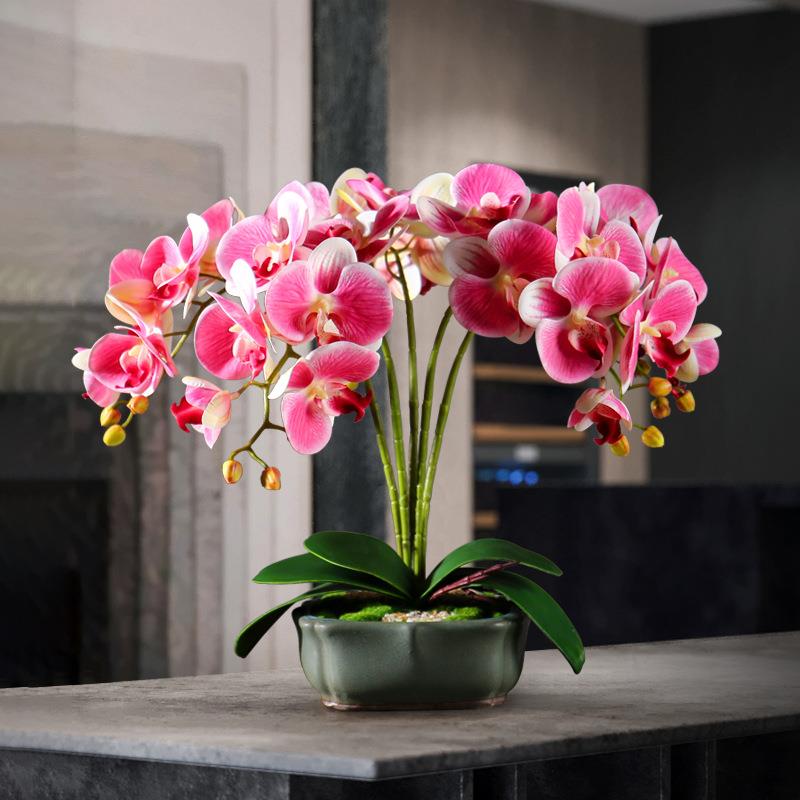 创意高手感蝴蝶兰艺仿真柜花客厅茶几盆栽假花摆件电视装饰端2021