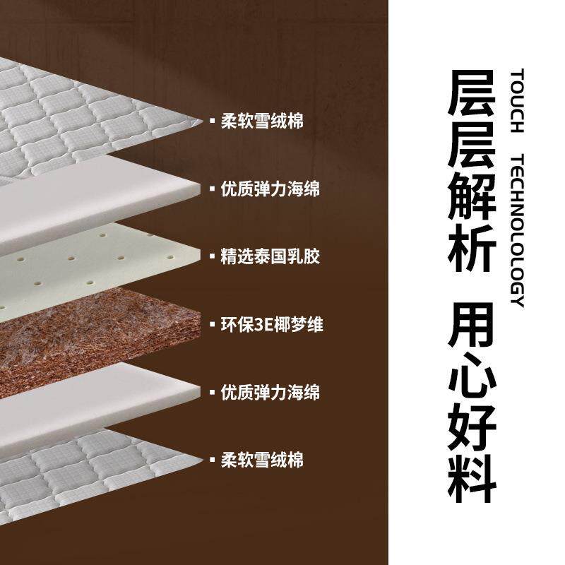 天然椰棕床垫硬棕榈薄家用乳胶厚床垫儿.童1棕垫1.5米可8LOJ折叠