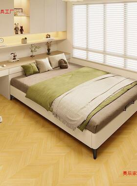 无靠背皮床实榻榻米床箱无床头木DFZ矮床简体现代落约地排骨床架