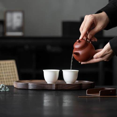 新中式胡桃木端壶承干盘高轻奢实木盘茶点托盘家用茶风梅干泡茶台