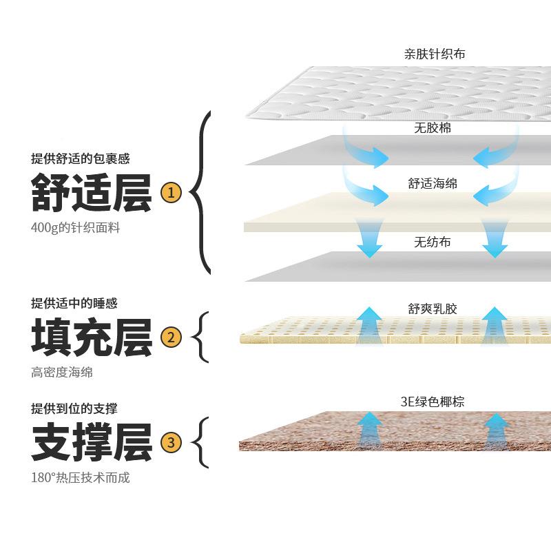榻榻米床薄棕垫用硬护脊AIK垫然乳胶1.5米棕榈家天儿童椰棕床垫