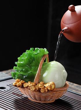 OZB招财茶精玩宠变色可养白菜摆个件茶桌百财茶创意茶道配件品性