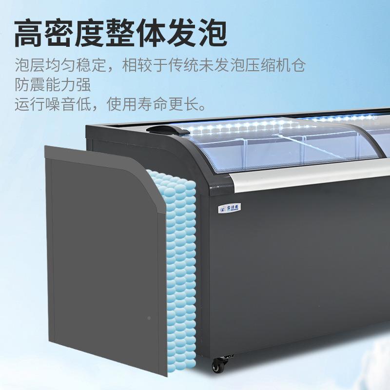 冰箱商用卧式冰柜冻冷柜大藏容849量透超市便利店明玻璃冷雪糕展