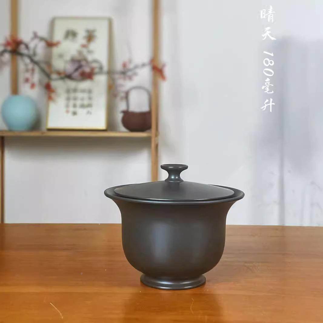 新中兴式盖碗纯手工钦州坭陶茶壶带孔自过滤fcbC2CBB免茶漏盖碗带
