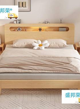 实木XOV床1.5双米人床家用1.米现代简约经型1.82m出租房单济人床架MC