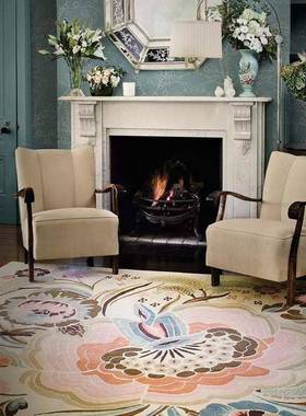 I9ATF766858M毯美复古轻奢黑色式圆形地客厅卧室地垫板间欧样式