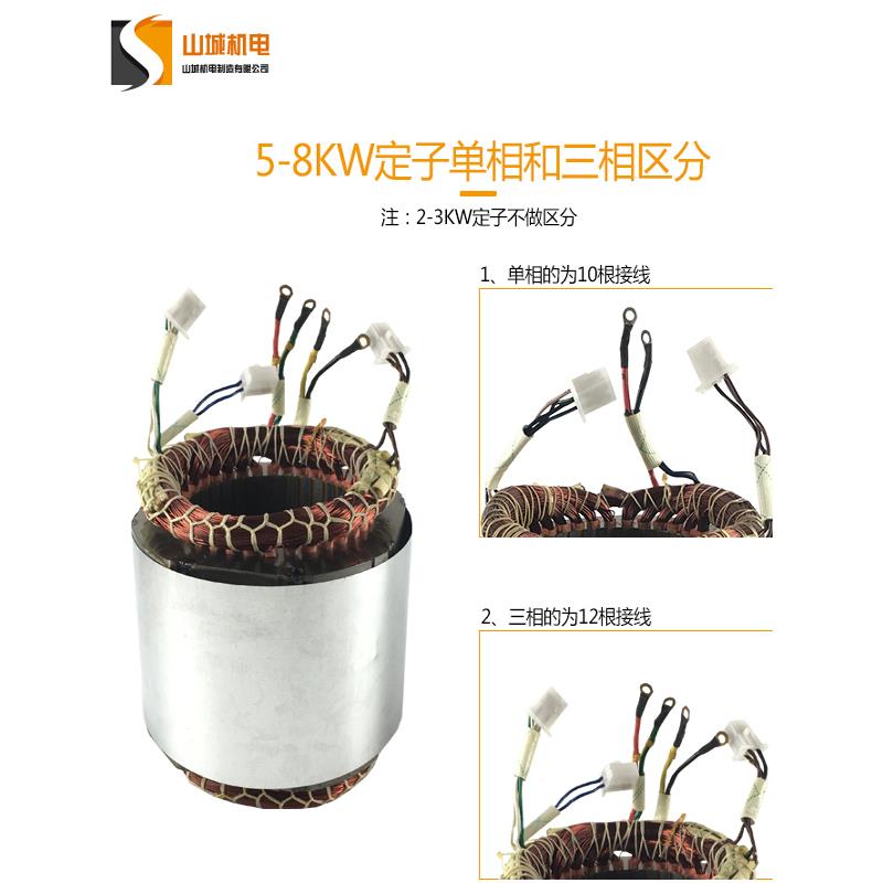 柴油汽油发电机定子转成总2/3KwW5k/8千瓦单相线圈2kw单相子配件