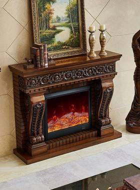 .15米欧式木壁炉装饰柜美式49935客奶油实风别墅家用厅仿真火焰电