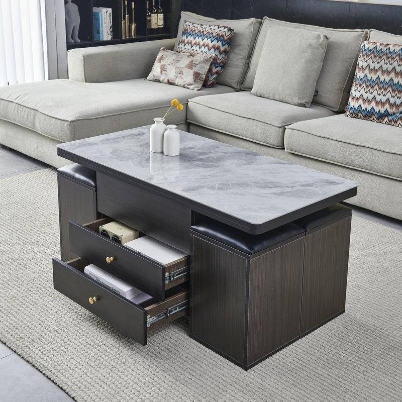 IL实木加高款升降茶两几现小代户型可JG-01折叠伸缩岩板茶餐几桌