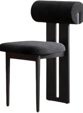 中古值风师餐桌椅子法式复古实木餐椅诧寂风家用设H7897计高颜凳