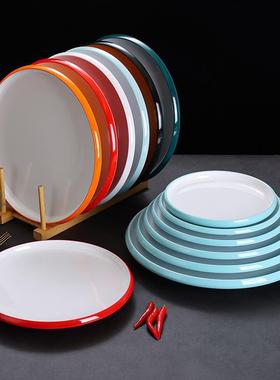 100HOE个装仿瓷商密酒胺盘酒席圆盘浅盘用餐厅饭店店菜盘餐子具