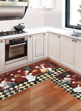 跨2025新款境针2/VDM3件套厨师条纹厨房防滑聚织酯垫