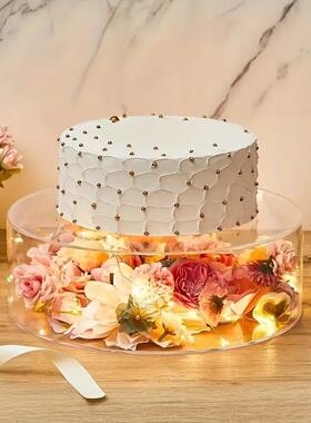 4派个装透明圆形亚DLO力蛋糕架宴可填充物蛋糕托婚礼婚克庆会对用