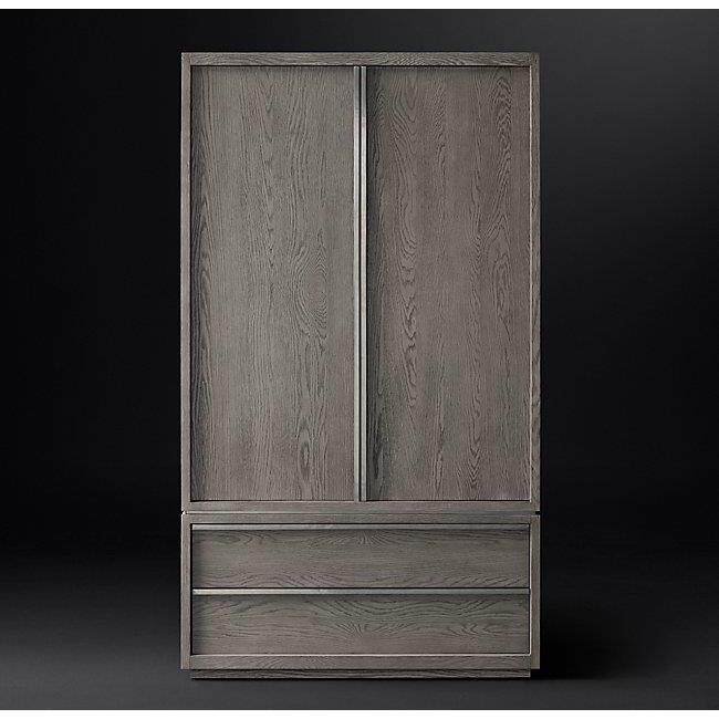 式HR实木橡木衣柜法纳式乡村美复古卧室双门衣橱美式收储19061-14