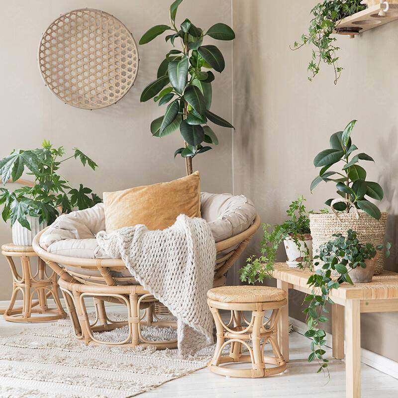 户外藤编沙发椅家用卧室人懒椅别墅阳台编藤双藤人躺庭院休咨询客