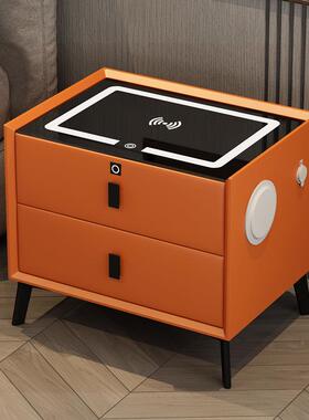 能智能实木头柜现代简34967约轻奢线充电带床音响指纹锁无岩多功