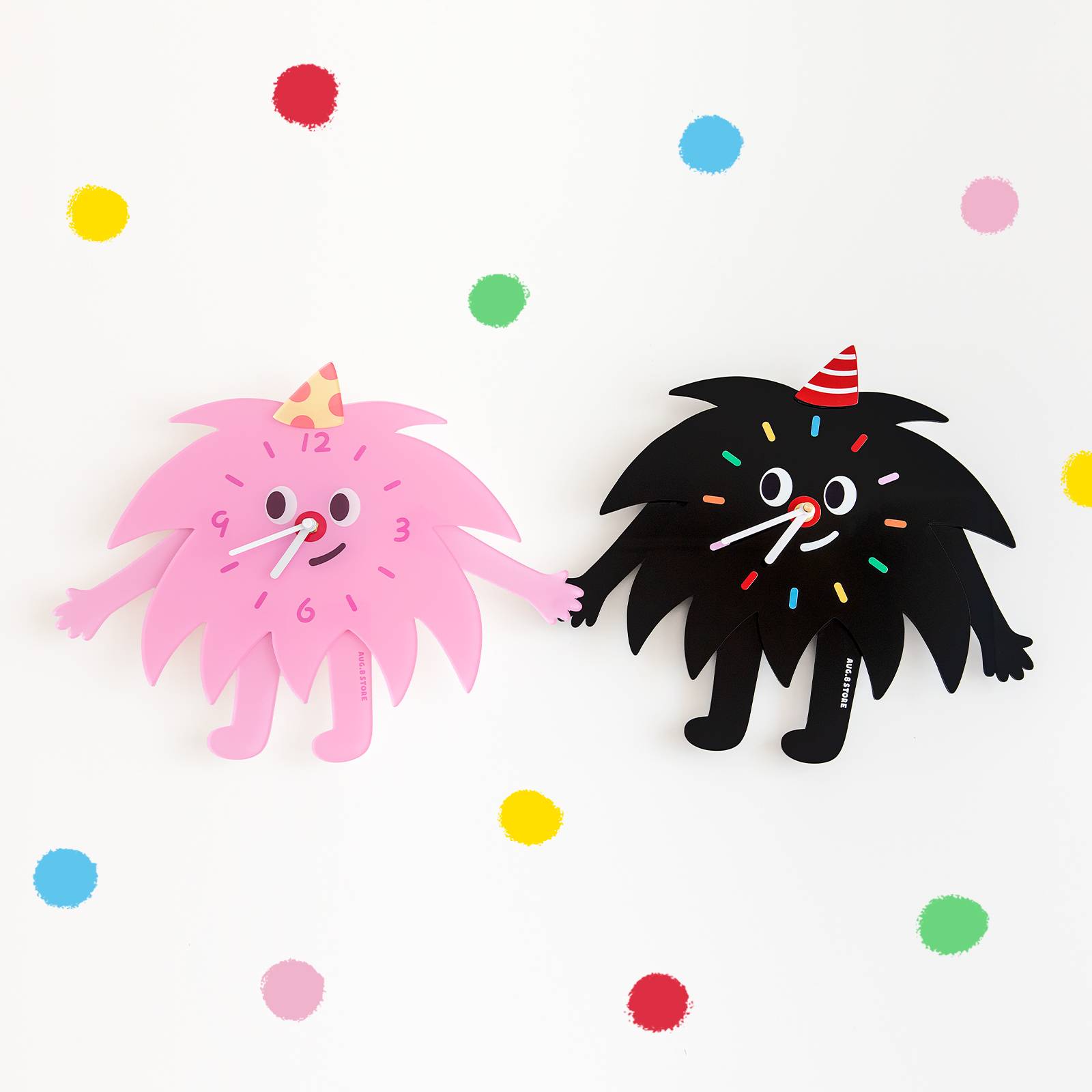 人间八月八丨粉砰砰时钟客厅家用挂钟静音钟表装饰免打孔卡通可爱