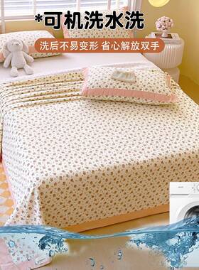 A类粗床单单YCI件纯棉100全老棉单人床罩笠三布件套单件床垫保护