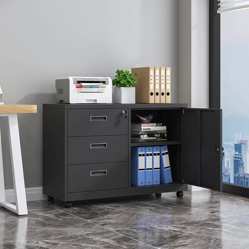 D边纳*铁皮文件柜矮柜办公移动带锁抽屉柜见详情资料物收柜桌活动