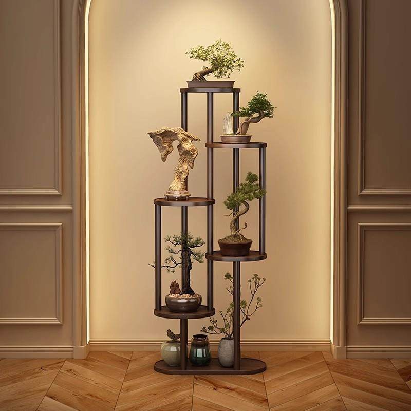 博古架实木中式茶室置物架摆件小型展示架布置高级感简约现代花架