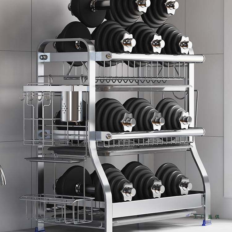 宝爵厨房台面碗碟盘不锈钢沥水收纳架家用水槽多层碗筷勺子置物架